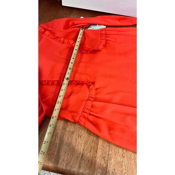 CeCe Cynthia Steffe Carly-L Red Ruffle Front Dress Size 8 Petite - Picture 9 of 10